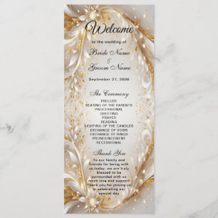 Programme de mariage floral en or blanc