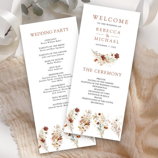 Programme de mariage floral en terre cuite Fleur s (Créateur téléchargé)
