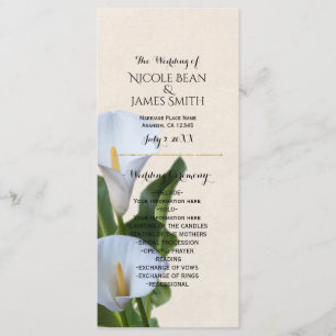 Programme de mariage floral Fleurs de calla