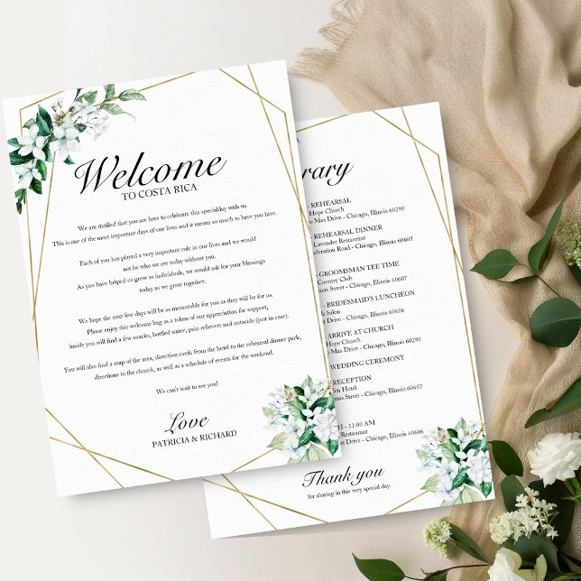 Programme de Mariage Floral Géométrique Verdure (Créateur téléchargé)
