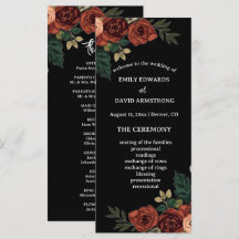 Programme de mariage floral jardin romantique noir