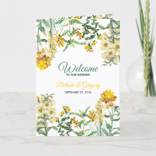 Programme de mariage floral jaune Ordre de service