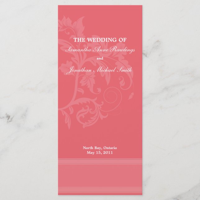 Programme de mariage floral - Mariage rose Honeysu (Devant)
