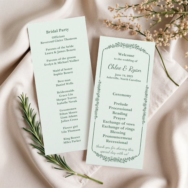 Programme de mariage floral monochrome rustique (Créateur téléchargé)