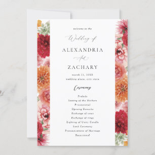 Programme de mariage floral multicolore d'été