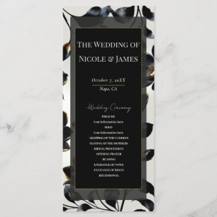 Programme de mariage floral noir et or beige