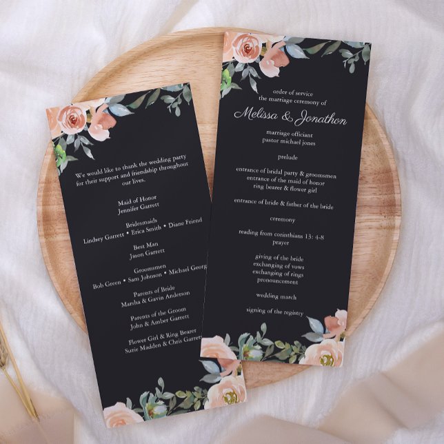 Programme de mariage floral pastel vert pêche et m (Créateur téléchargé)