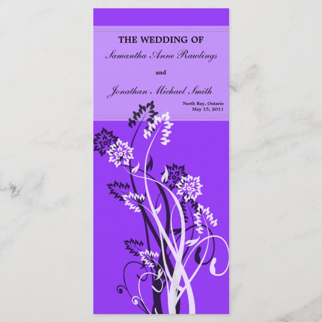 Programme de mariage floral pourpre (Devant)