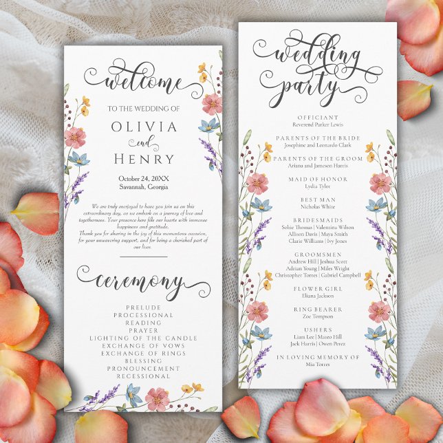 Programme de mariage floral printanier à calligrap (Créateur téléchargé)