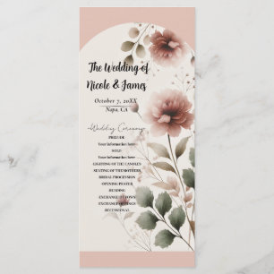 Programme de mariage floral rose de la rose du dés