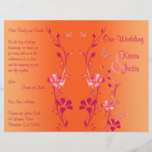 Programme de mariage floral rose et orange