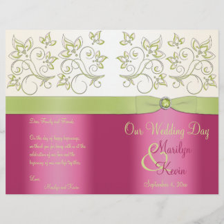 Programme de mariage floral rose et vert