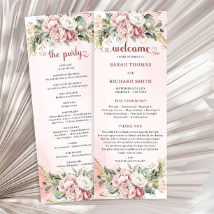 Programme de mariage floral rose poussiéreux de lu