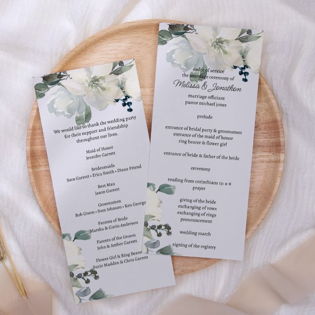 Programme de mariage floral Roses blanches ivoire (Créateur téléchargé)