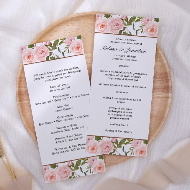Programme de mariage floral Roses Rose Pâle (Créateur téléchargé)