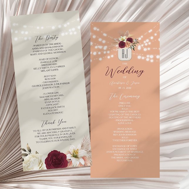 Programme de mariage floral rustique en Bourgogne (Créateur téléchargé)