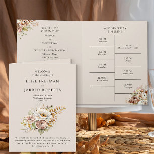 Programme de mariage floral rustique marron campag