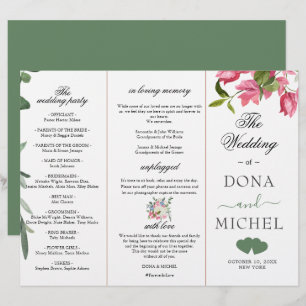 Programme de mariage floral sauvage de l'aquarelle