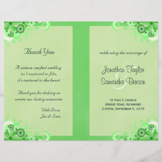 Programme de mariage floral vert clair