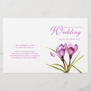 Programme de mariage floral violet de Crocus