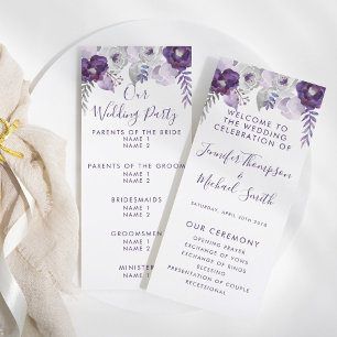 Programme de mariage floral violet et argent