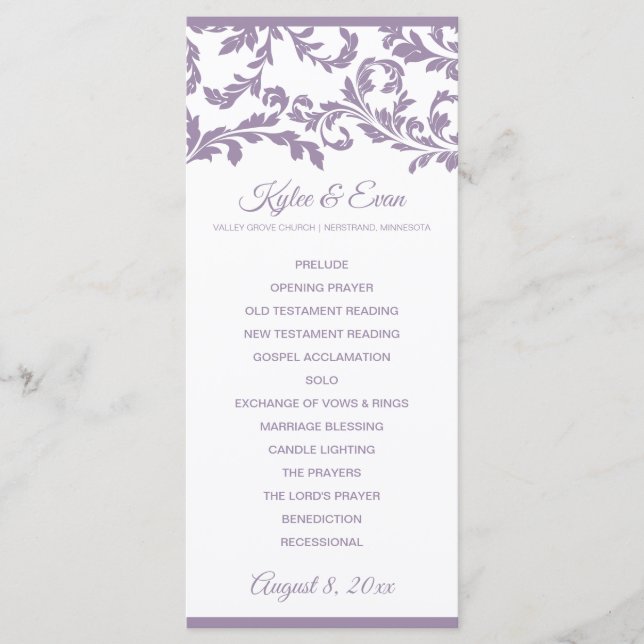 Programme de mariage Flourish | Lavande Violet (Devant)
