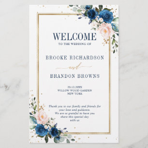 Programme de mariage géométrique bleu bleu bleu ro