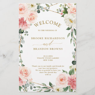 Programme de mariage géométrique rose floral