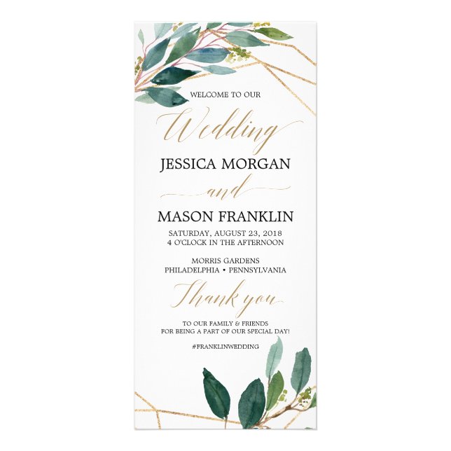 Programme de mariage Gold Greenery - Programme de  (Devant)