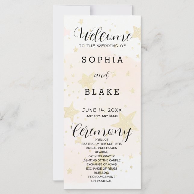 Programme de mariage Gold, Orange & Off White Star (Devant)