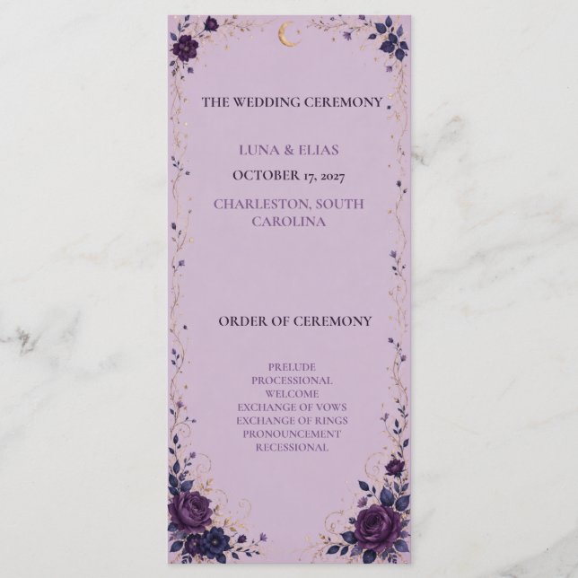 Programme de mariage gothique céleste lilas modifi (Devant)