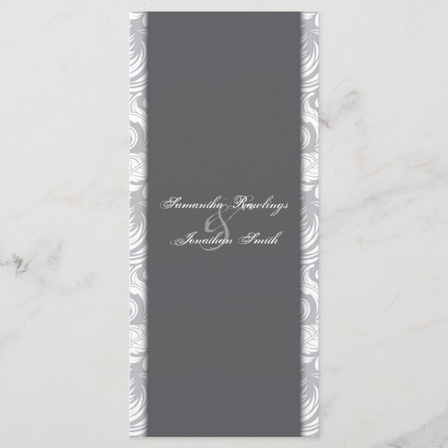 Programme de mariage - Gris blanc Élégant Floral (Devant)