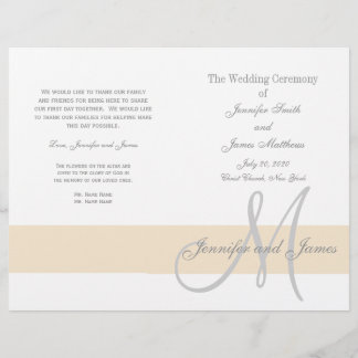 Programme de mariage gris champagne | Monogramme