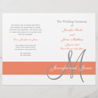 Programme de mariage gris corail | Monogramme