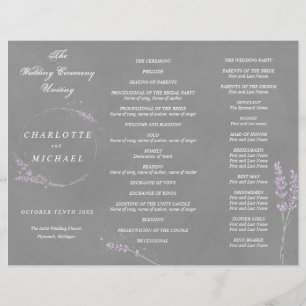 Programme de mariage gris lavande d'aquarelle