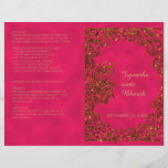 Programme de mariage hindou Peacock rose et or<br><div class="desc">Ce design élégant, appelé Pink and Gold Peacock Mariage indien, a un joli arrière - plan rose. Sur le devant de l'invitation il y a un design de bordure de style parties scintillant dorée avec un beau paon sur la droite. Vers le bas est le nom du couple en or....</div>