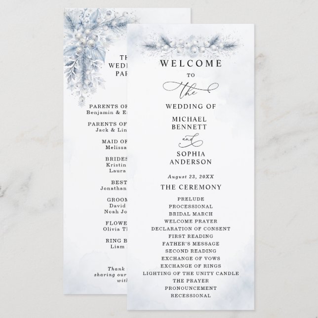 Programme de mariage hivernal aux baies blanches g (Devant / Derrière)