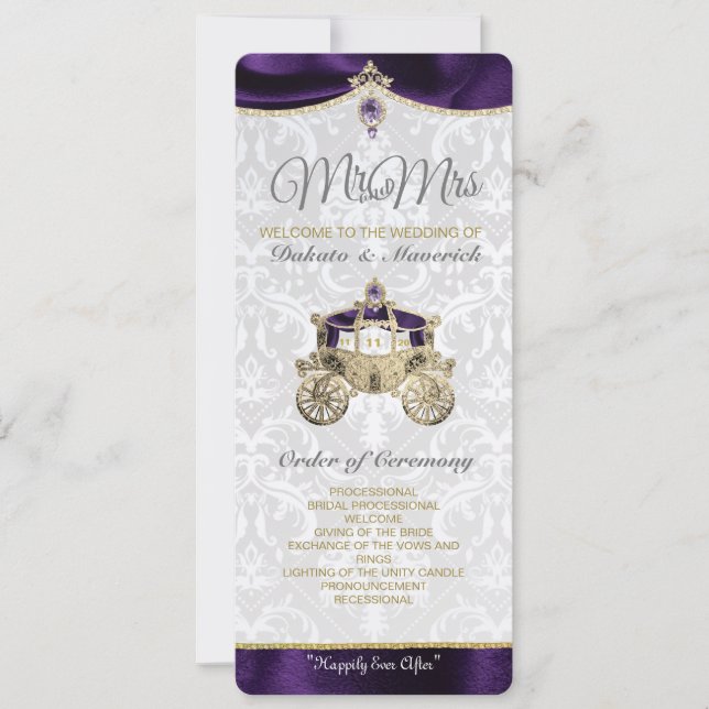 Programme de mariage I de conte de fée royal (Devant)