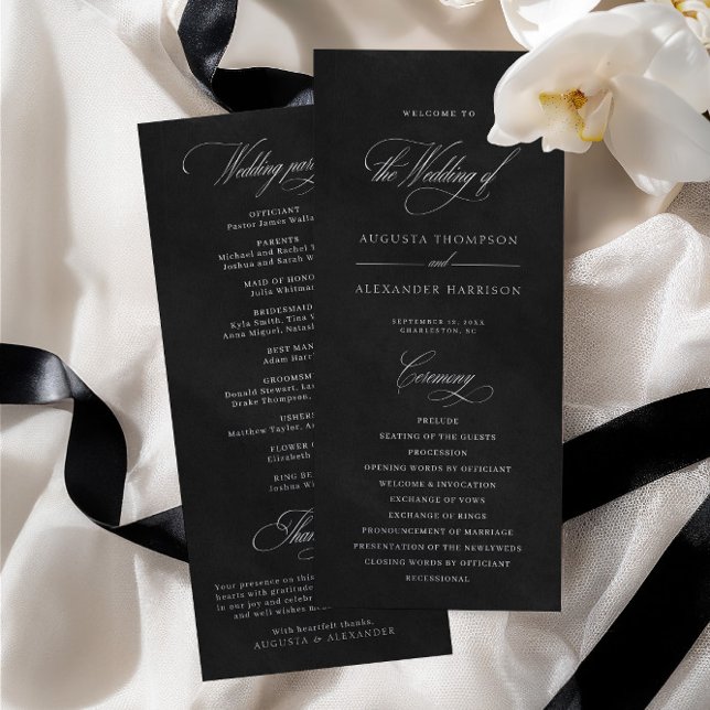 Programme de mariage imitation velours noir (Black Velvet Texture Imitation Wedding Program)