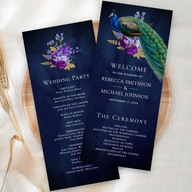 Programme de mariage indien floral bleu violet ave (Créateur téléchargé)