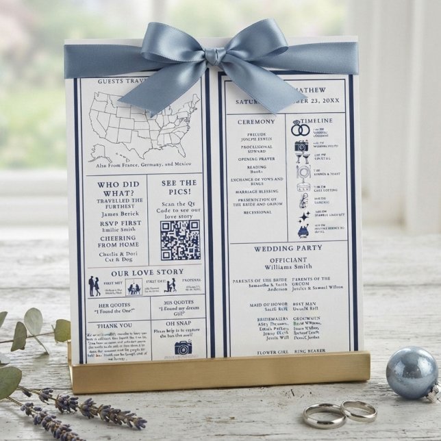 Programme de mariage infographique bleu marine (Créateur téléchargé)