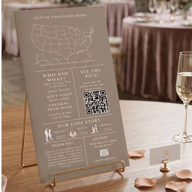 Programme de mariage infographique Brun Taupe (Créateur téléchargé)