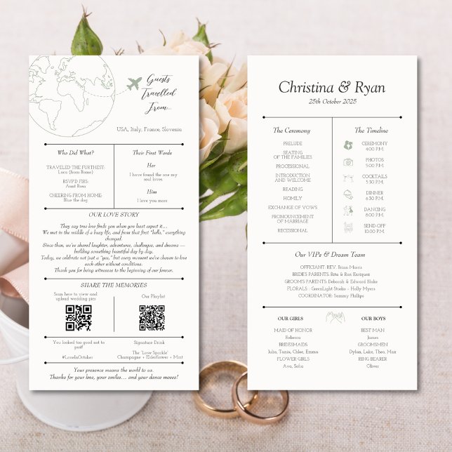 Programme de mariage infographique Carte minimalis (Infographic Wedding Program Minimalist Map)