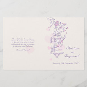 Programme de mariage Inséparables rose violet