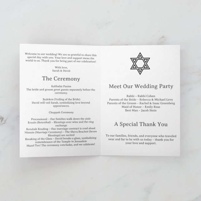 Programme de mariage juif minimaliste (Intérieur)