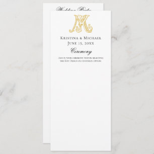 Programme de mariage KM Monogramme ou MK Monogramm