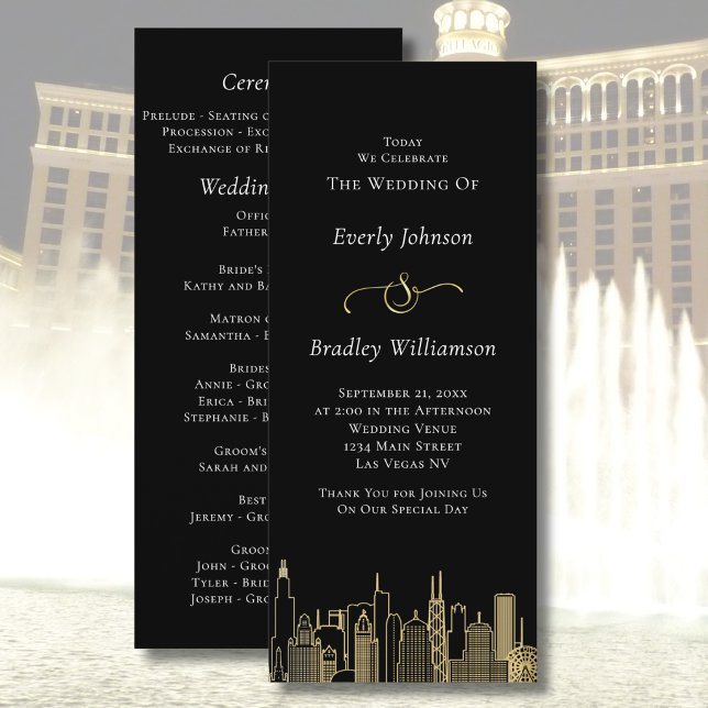Programme de mariage Las Vegas Black Gold White Sk (Créateur téléchargé)
