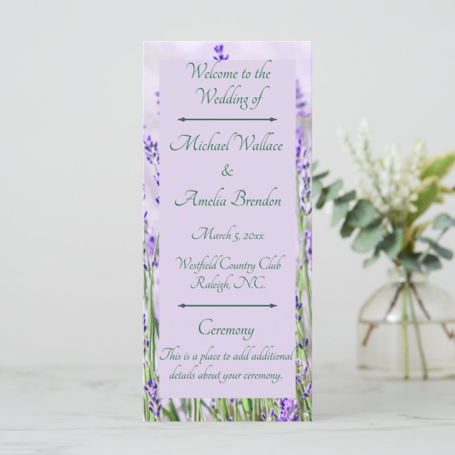 Programme de mariage Lavender Fields (Debout devant)