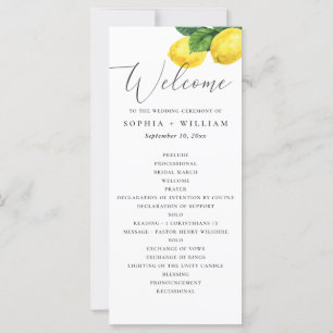 Programme de mariage Lemon Grove Cérémonie des a