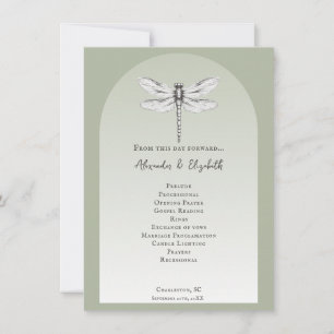 Programme de mariage libellule vert sauge